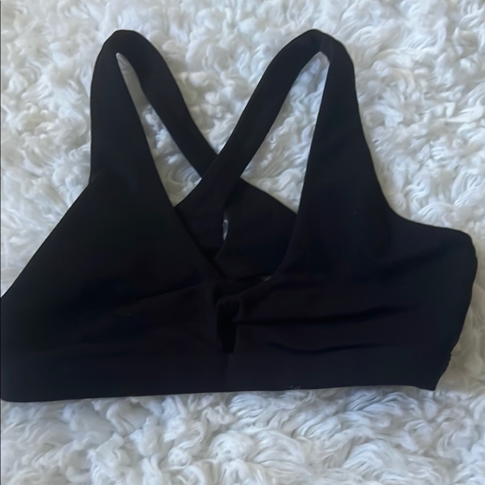 Fabletics Black Crop Top with Racerback Design